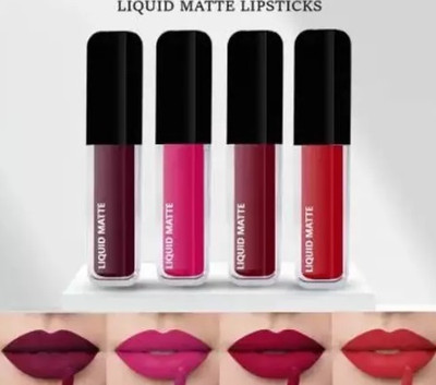 Mixonshun Non Transfer Waterproof Long Lasting Liquid Matte Pack of 4(Multicolor, 16 g)