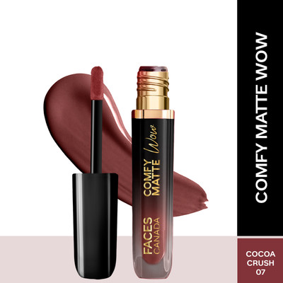 FACES CANADA Comfy Matte Wow Liquid Lipstick | Highly Pigmented | Long Lasting(Cocoa Crush 07, 3.8 ml)