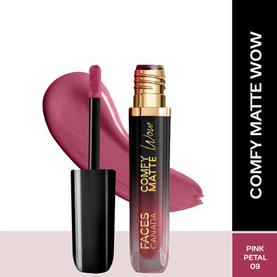 FACES CANADA Comfy Matte Wow Liquid Lipstick | Highly Pigmented | Long Lasting(Pink Petal 09, 3.8 ml)