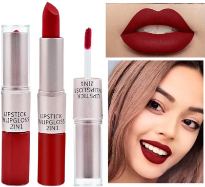 DYSOKAYO Lip Duo 2 In 1 Lipstick Matte Finish(Love RED, 8 g)