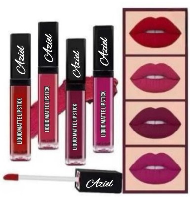 Aziel 4 in 1 Red Edition Matte Liquid Lipstick Set(Red, Maroon, Peach, Purple, 16 ml)