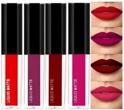 huemic Sensational Red Edition Liquid Matte Lipsticks set of 4(red, 6 ml)