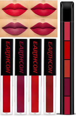 Earthcon BEAUTY Lipstick Combo Pack of 4Pcs Mini Liquid Lipsticks with 5in1 Fab Lip Color(Multicolor, 100 g)