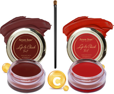 Seven Seas Lips & Cheek Tint Combo Pack Of 2 Enriched With Vitamin C Tint With Brush(Maroon & Fire Brick, 16 g)