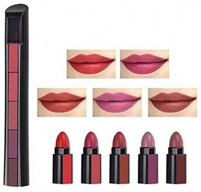 HUDAQUEEN 5 in 1 Red Edition Lipstick Smudge Proof Formula(Red, 10 g)