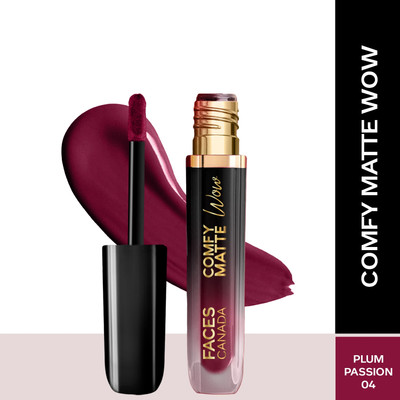 FACES CANADA Comfy Matte Wow Liquid Lipstick | Highly Pigmented | Long Lasting(Plum Passion 04, 3.8 ml)