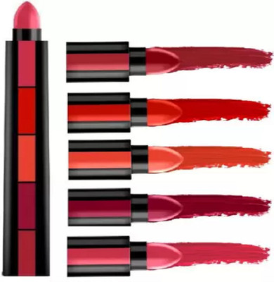 VAGONS RED COLORS 5 IN 1 LONG LASTING WATERPROOF MATTE ME LIQUID LIPSTICK(Multicolor, 7.5 g)