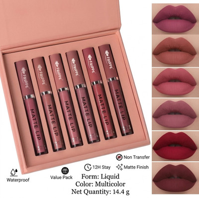FRIPPE AANon Transfer Waterproof Longlasting Liquid Matte Mini Lipstick Combo Pack Of 5(Multicolor, 14.4 g)