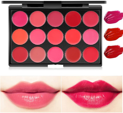 KAIASHA BEST LIPS FILL 15 COLOR MULTI COLOR LIP CREAM PALETTE IN MATTE FINISH(MULTI, 10 g)