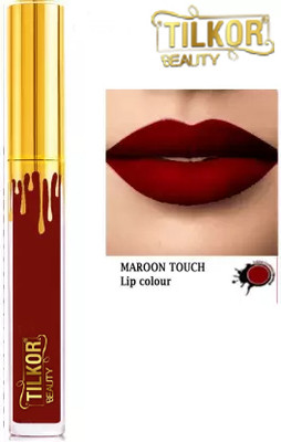 TILKOR Non Transfer Professionally Longlasting Liquid Lipstick(Maroon Touch, 8 ml)