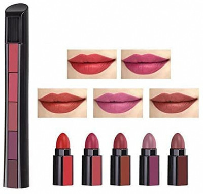 HUDAQUEEN 5 in 1 Red Lipstick Lightweight Comfortable Wear(Red, 10 g)