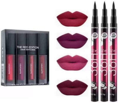 VAGONS matte mini red lipstick longlasting waterproof eyeliner(RED, 60 g)