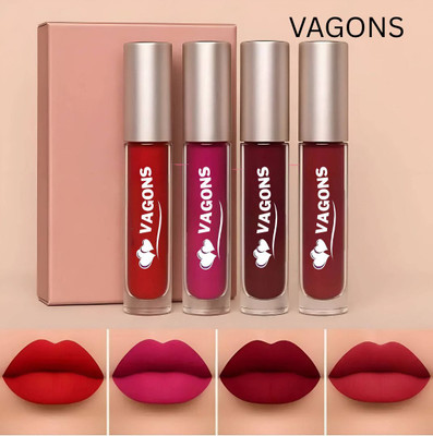 VAGONS Set of 4 Waterproof Red Lipsticks(Red, 20 ml)