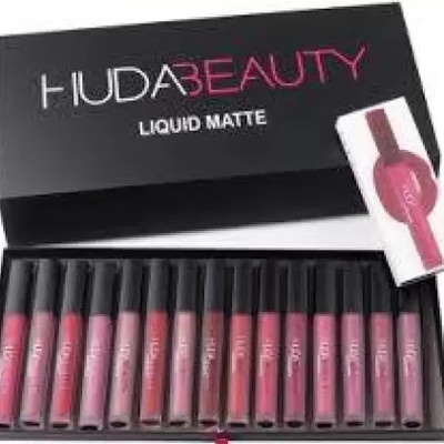 NattyU Huda Vibrant Velvet Matte Liquid Lip Color Set of 12 #HB2356(A perfect fusion of vibrant, smooth, and classic nude shades, 59 ml)