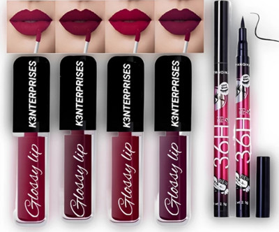 K3NTERPRISES 4 in 1 Matte Liquid Lipstick | Waterproof and Smudge Proof(Multicolor, 16 ml)
