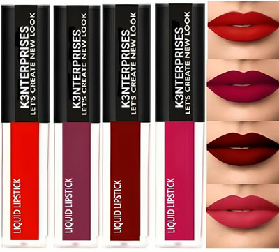 K3NTERPRISES Non Transfer Insta Beauty Waterproof Longlast Sensational Liquid Matte Lipstick(Multicolor, 16 ml)
