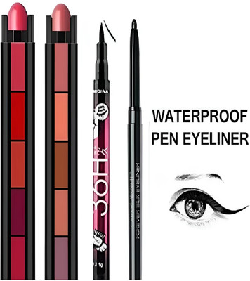 VAGONS RED+NUDE ADDITION POCKET LIPSTICK+36H EYELINER+KAJAL(PACK OF 4 COMBO(Multicolor, 50 g)