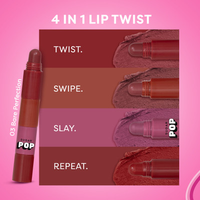 SUGAR POP 4 in 1 Lip Twist 03 Bare Perfection - Eclaire, Espresso, Fudge, Bourbon(Multiclour, 6.4 g)