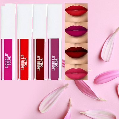 Vagons Pack of 4 Stylish Red Shades Liquid Lipsticks(Red, 30 ml)