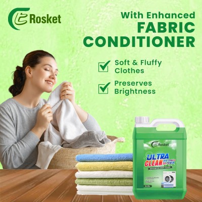 EROSKET Ultra Soft & Brightness for Front and Top Load Washing Machines Fresh Multi-Fragrance Liquid Detergent(5 L)