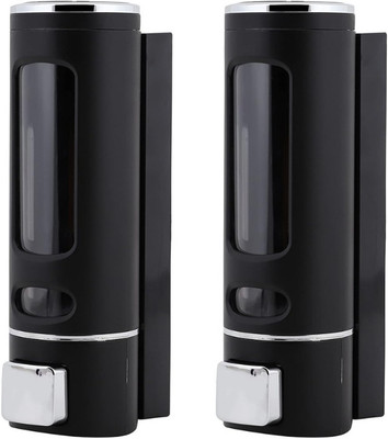 BATHONIX Black-Capsule ABS Plastic Wall Mounted Soap Dispenser (Pack of 2) 400 ml Conditioner, Foam, Gel, Liquid, Lotion, Sanitizer Stand, Shampoo, Soap Dispenser(Black)