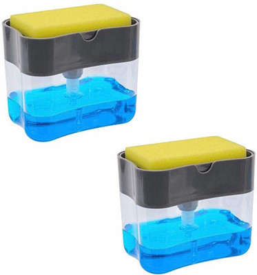 NMS TRADERS 2 in 1 Soap Pump Plastic Dispenser for Dishwasher Liquid Standard; 385ml) With 385 ml Liquid, Soap, Shampoo, Gel Dispenser(Multicolor)