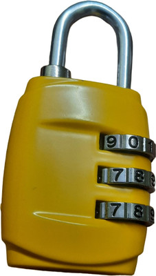 JGG Jain Gift Gallery 3 Digit Padlock/Combination Lock (Yellow) Lock(Multicolor)