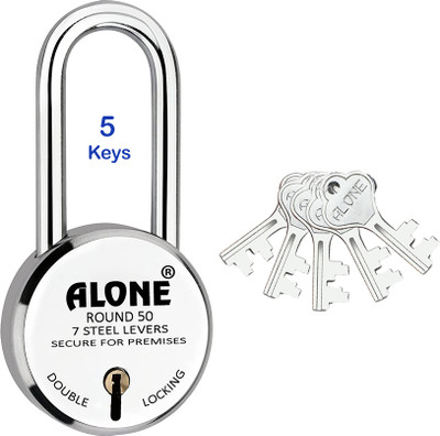 alone Round 50mm Long Neck 5 Keys Padlocks for home door gate shutter shop Padlock(S.S)