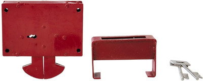 HARRISONLOCK H-0190 Iron Four Lever Center Shutter Lock Set Padlock(Red)
