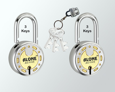 alone Active Round 50mm Lock and Key, 7 Levers Double Locking 3 Same Keys 2 Padlocks Padlock(Chrome, Brass)
