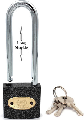 HARRISON C I-LS-0323 Cast Iron Body and Mild Steel Long Shackle 3 pin with 3 Key Padlock Padlock(Grey)
