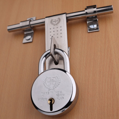 HARRISON Padlocks 0643 J Supreme Round 65mm BCP Padlock with 6 Lever, Lock and Key Padlock(Silver)