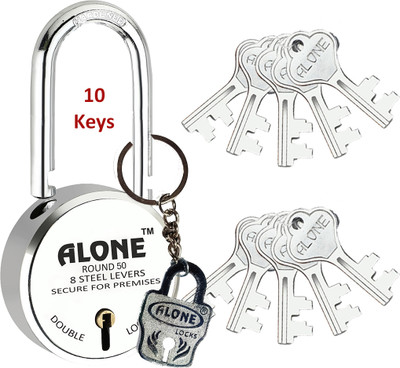 alone Round 50mm 10 Same Keys Padlocks for home door gate shutter Brass Combination Padlock(Gold, Chrome)