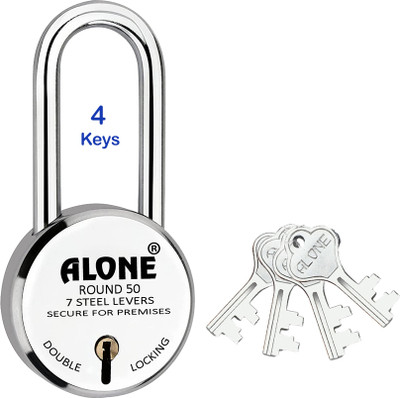alone Round 50mm Long Neck 4 Keys Padlocks for home door gate shutter shop Padlock(S.S)