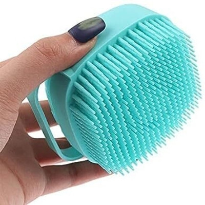 RadhaTex Soft Exfoliating Silicone Bath Scrubber Brush With Liquid Soap Shampoo Dispenser
