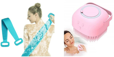 Corevalue Combo of Silicon Body Scrub and Belt Double Side Bathing Brush