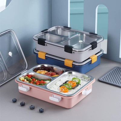 Lunch Box - Stainless Steel Vaccum Tiffin Box for Boys/Girls/School/Office. 3 Containers Lunch Box(1000 ml)