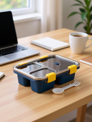 Slikvita Leak Proof 3 Compartment Lunch Boxes Tiffin Box for Adult and Kids Lunch Box 3 Containers Lunch Box(1000 ml)