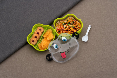 Whitepixel CARTOON SHAPE LUNCH BOX FOR KIDS- GREEN 3 Containers Lunch Box(500 ml, Thermoware)