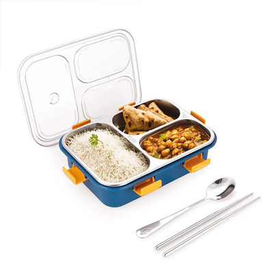 Kello Leak Proof 3 Compartment Stainless Steel Tiffin Boxes With (1 SPOON & CHOPSTICK) 1 Containers Lunch Box(750 ml, Thermoware)