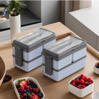 Primium Qulity 3 Compartment Office,School And Collage Lunch Box 6 Containers Lunch Box(1500 ml)