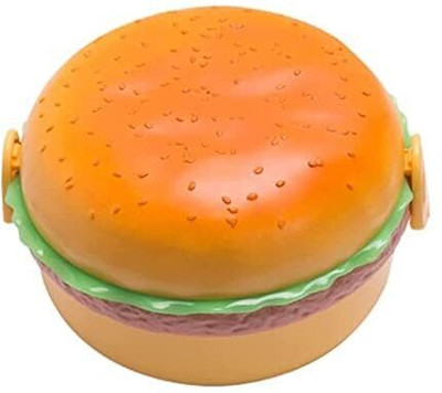 G2L Hot Selling Burger Shape Round Lunch Box With Spoon and Fork 3 Containers Lunch Box(600 ml)