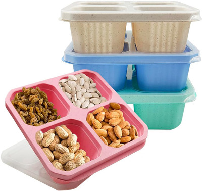 NARV Plastic Fridge Container  - 1200 ml(Pack of 4, Multicolor)