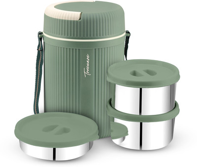 Trueware GRUB 2 Insulated Hot Lunch Box With 2 SS Container 300 ML & 1 SS Container 200ML 3 Containers Lunch Box(800 ml, Thermoware)