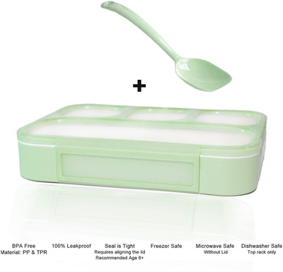 Harman Traders 4 Compartment Lunch Box with Spoon, Reusable Microwave Freezer Safe 4 Containers Lunch Box(250 ml)
