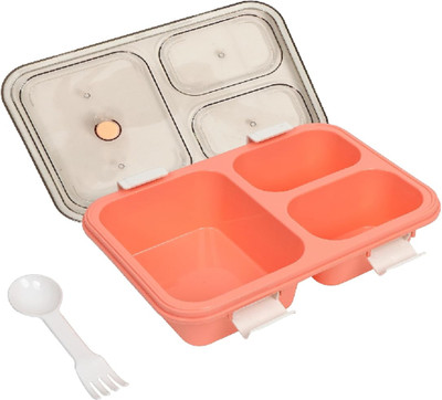 TRENDINGKITCHEN Rectangular Classy 3 Section Lunch Box With 1 Spoon & 1 Fork 3 Containers Lunch Box(1500 ml, Thermoware)