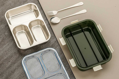 KRITI CREATION SS LUNCH BOX 3 COMPARTMENT 3 Containers Lunch Box(750 ml, Thermoware)