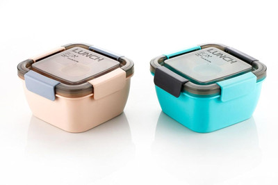SELDOS 2 Section With 1 Spoon & 1 Fork 2 Containers Lunch Box 2 Containers Lunch Box(1100 ml)
