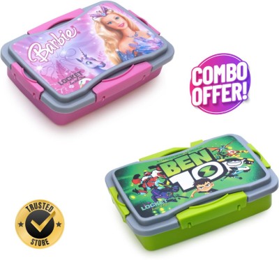 Wareex Plastic Lunch Box for School Children (Buy 1 Get 1 Free) 2 Containers Lunch Box(500 ml)