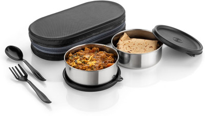ALTOSA LUNCHBOX WITH 2 STEEL CONTAINER AND SPOON SET AND ZIPPER BAG 2 Containers Lunch Box(600 ml)